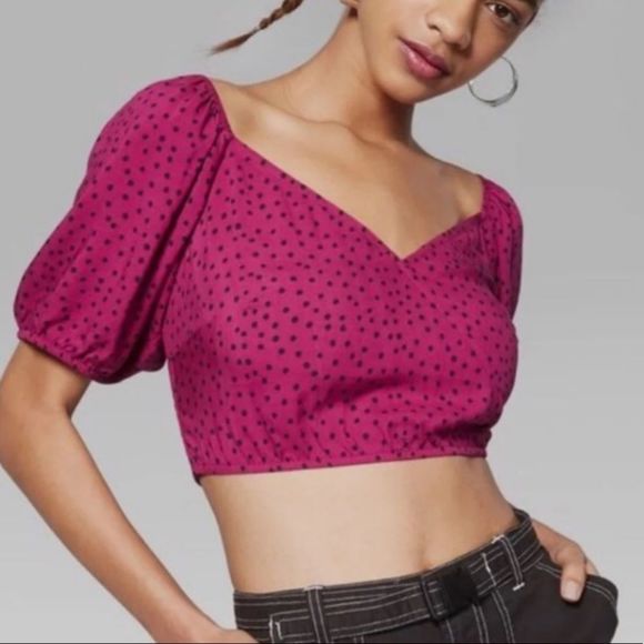 wild fable Tops - Wild Fable Polka Dot Purple Crop Top Size Medium